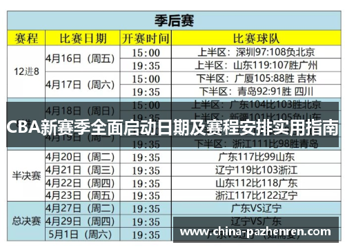 CBA新赛季全面启动日期及赛程安排实用指南